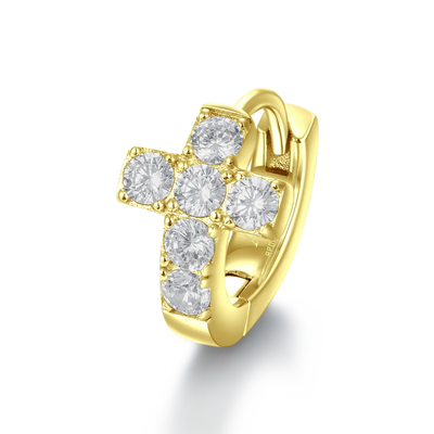 S925 Cross Hoop Earrings - Pair
