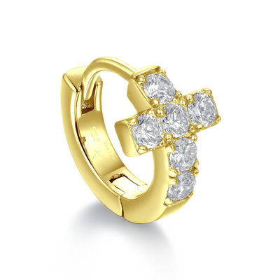 S925 Cross Hoop Earrings - Pair