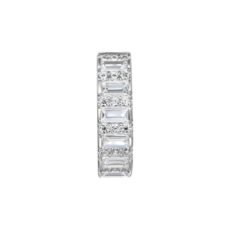 Baguettes Hoop Moissanite Earring-Men & Women's white gold hoop silver earring - APORRO
