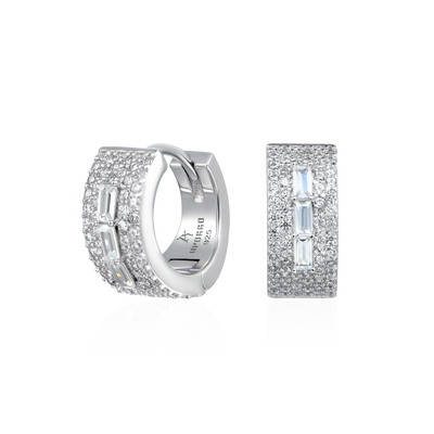 Moissanite S925 Tri-Baguette Hoop Earring