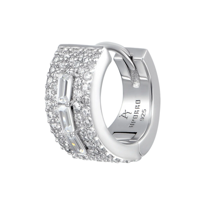 Moissanite S925 Tri-Baguette Hoop Earring