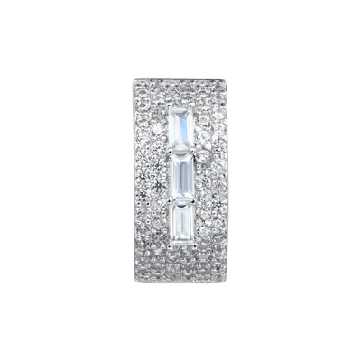Moissanite S925 Tri-Baguette Hoop Earring