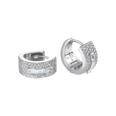 Moissanite S925 Tri-Baguette Hoop Earring