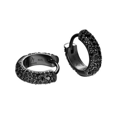 Single Moissanite Round Paved Hoop Earring