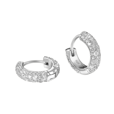 Single Moissanite Round Paved Hoop Earring