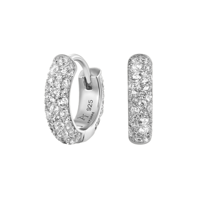 Single Moissanite Round Paved Hoop Earring