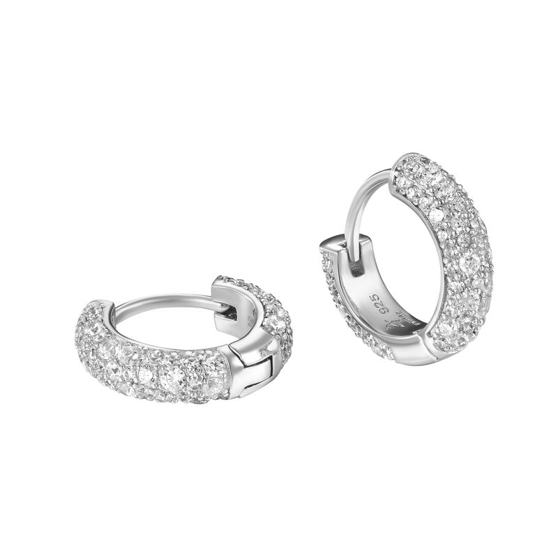 Round Paved Hoop Moissanite Earring-Men's ice out diamond hoop earrings - APORRO