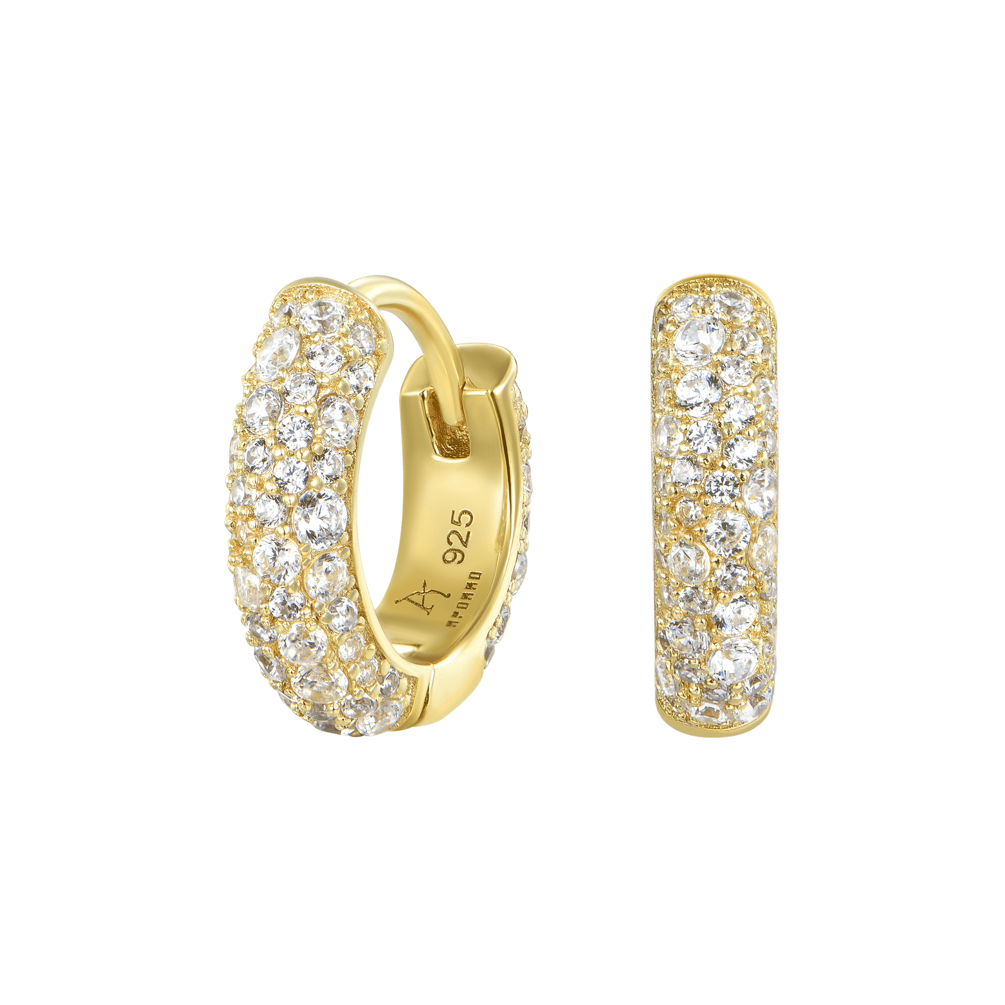 Round Paved Hoop Earrings - Pair