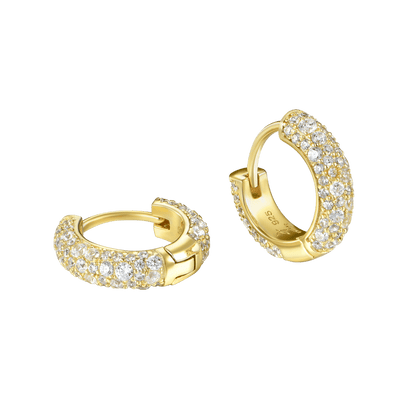 Single Moissanite Round Paved Hoop Earring