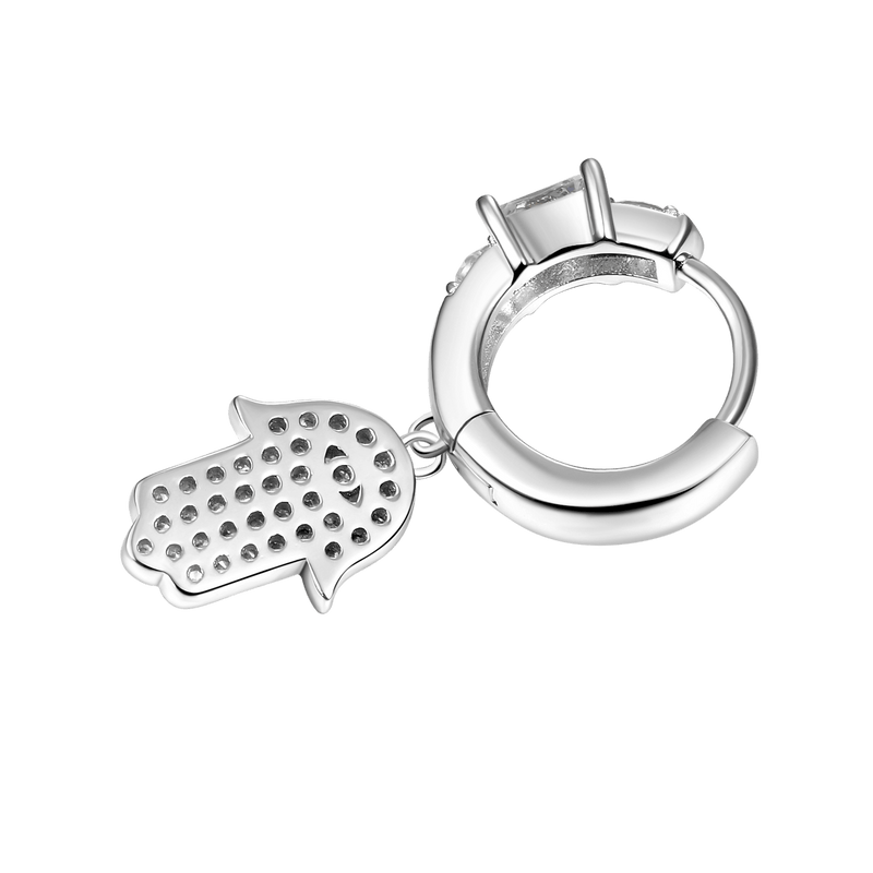 Hamsa Dangly Earring - Men & Women's silver drop earring - APORRO