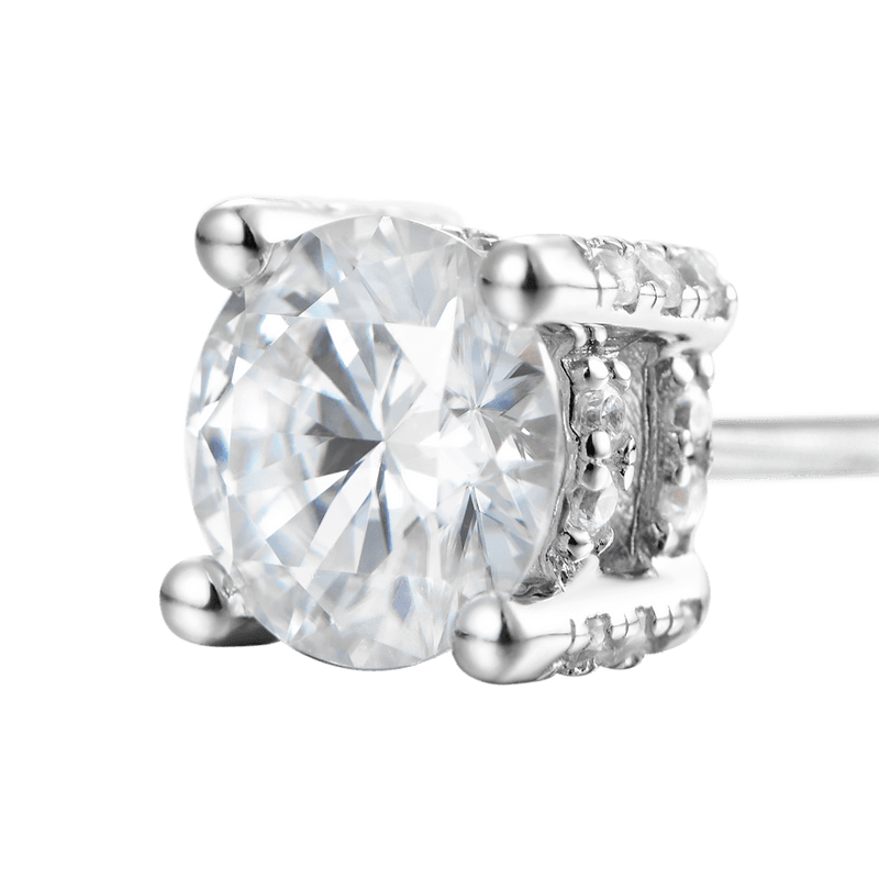 Round Cut Stud Earrings - White Gold - APORRO