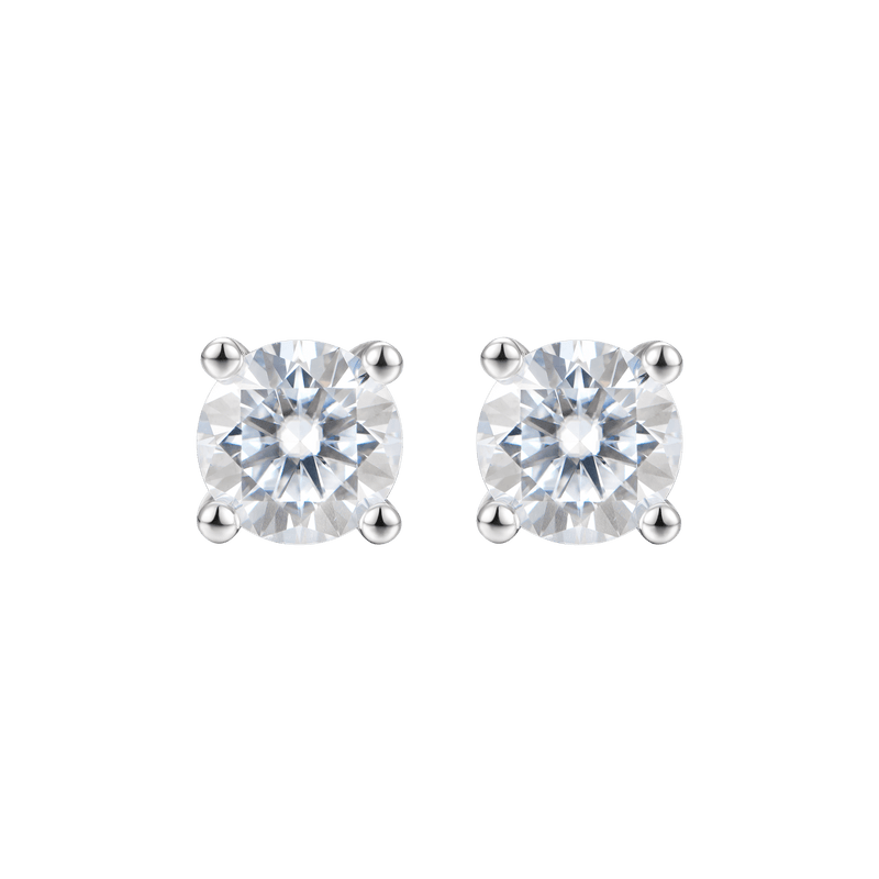 Round Cut Stud Earrings - White Gold - APORRO