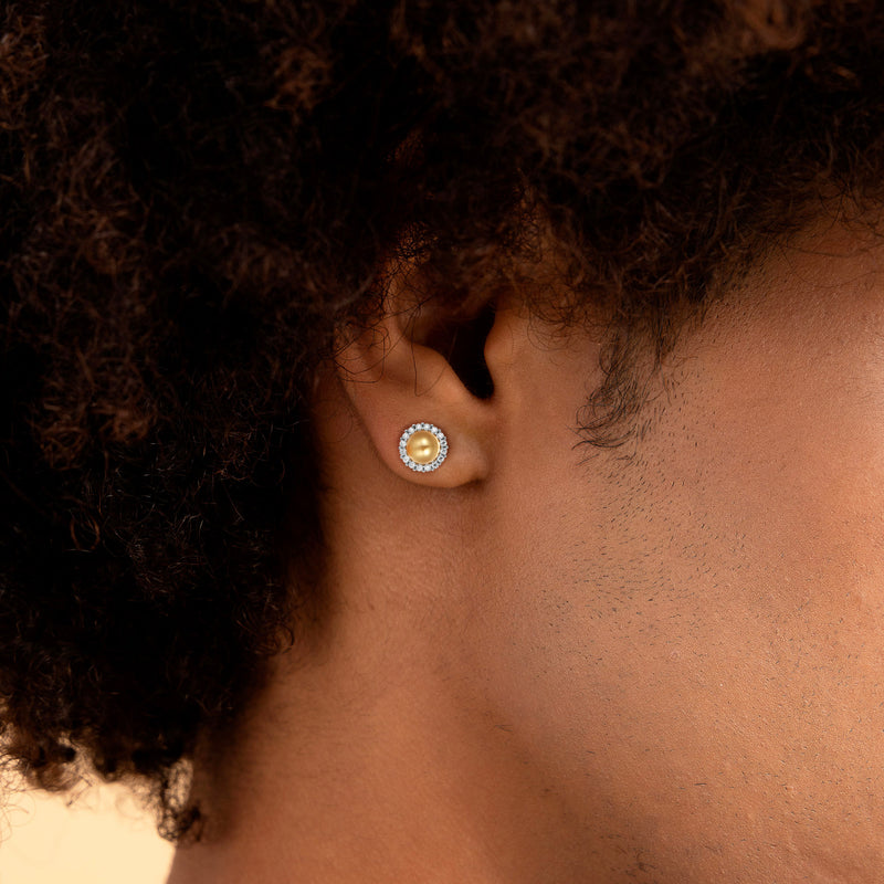 Moissanite White Pearl Stud Earring for men & women - APORRO