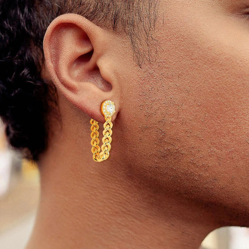 Front Back Cuban Link Hoop Earring - Unique and Elegant Earrings for men - APORRO