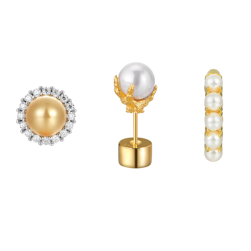 Pearl Set Of 3 Earrings - APORRO