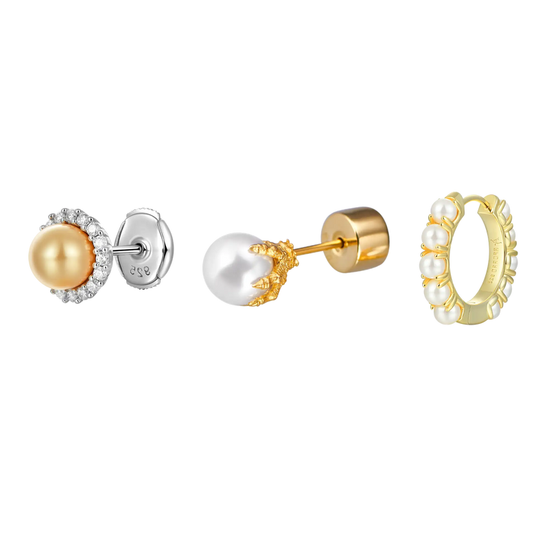 Pearl Set Of 3 Earrings - APORRO