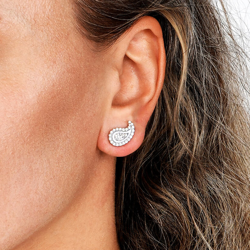 Moissanite White Paisley Stud Earrings - Unique and Elegant Earrings - APORRO