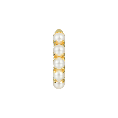 Prong Setting Pearl Hoop Earring - Single