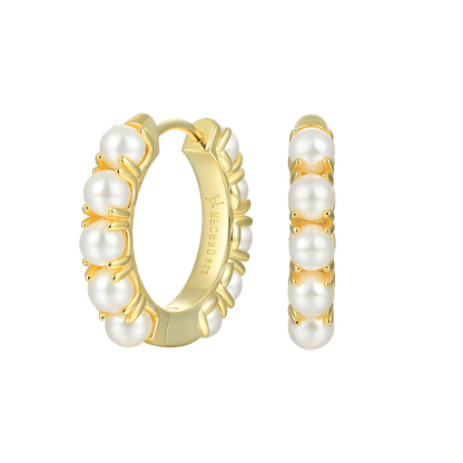 Prong Setting Pearl Hoop Earring - Single