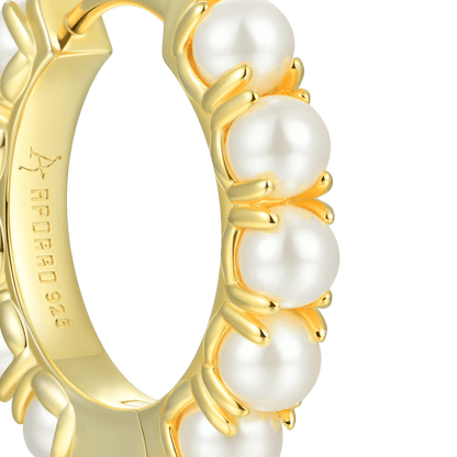 Prong Setting Pearl Hoop Earring - Single