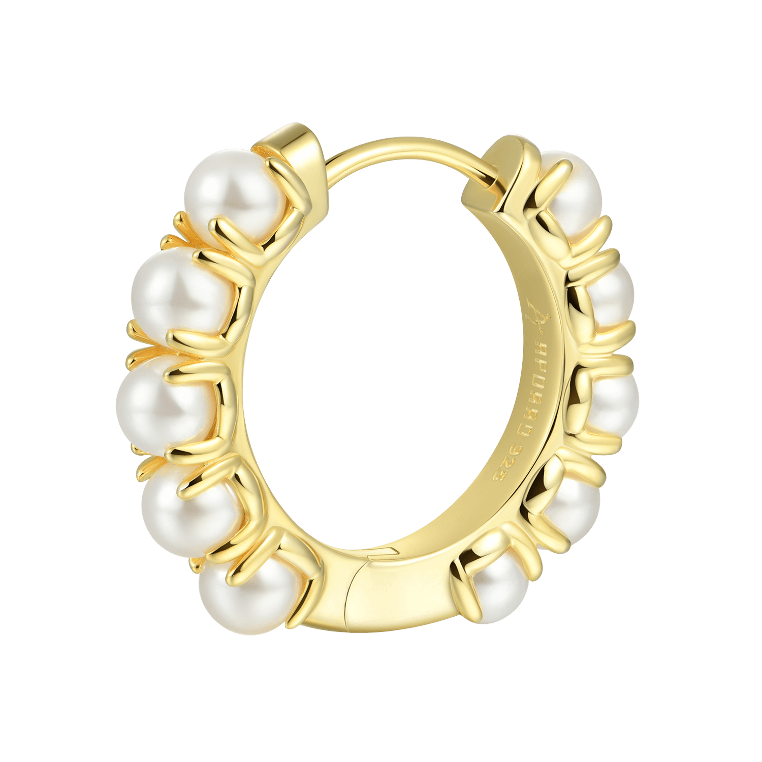 Prong Setting Pearl Hoop Earring - Single