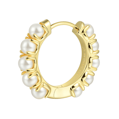 Prong Setting Pearl Hoop Earring - Single