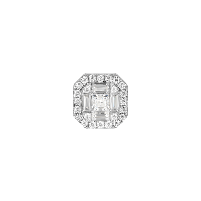 Moissanite Double Layer Octagonal Stud Earrings - White gold stud earrings - APORRO
