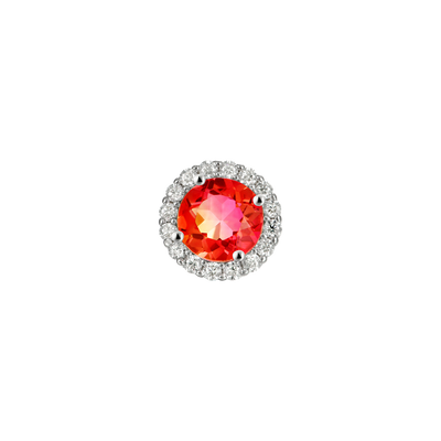 S925 Round-Cut Gradient Tourmaline Halo Stud Earring