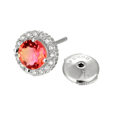 S925 Round-Cut Gradient Tourmaline Halo Stud Earring