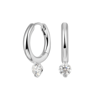 Moissanite Solitaire Hoop Earring - Single