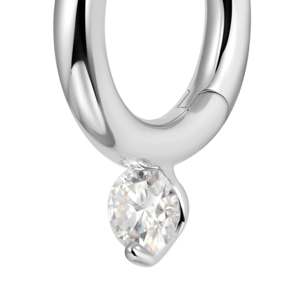 Moissanite Solitaire Hoop Earring - Single