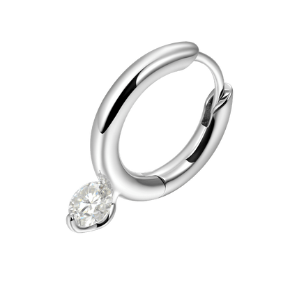 Moissanite Solitaire Hoop Earring - Single