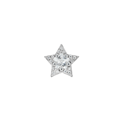 Moissanite Halo Star Stud Earring - Single