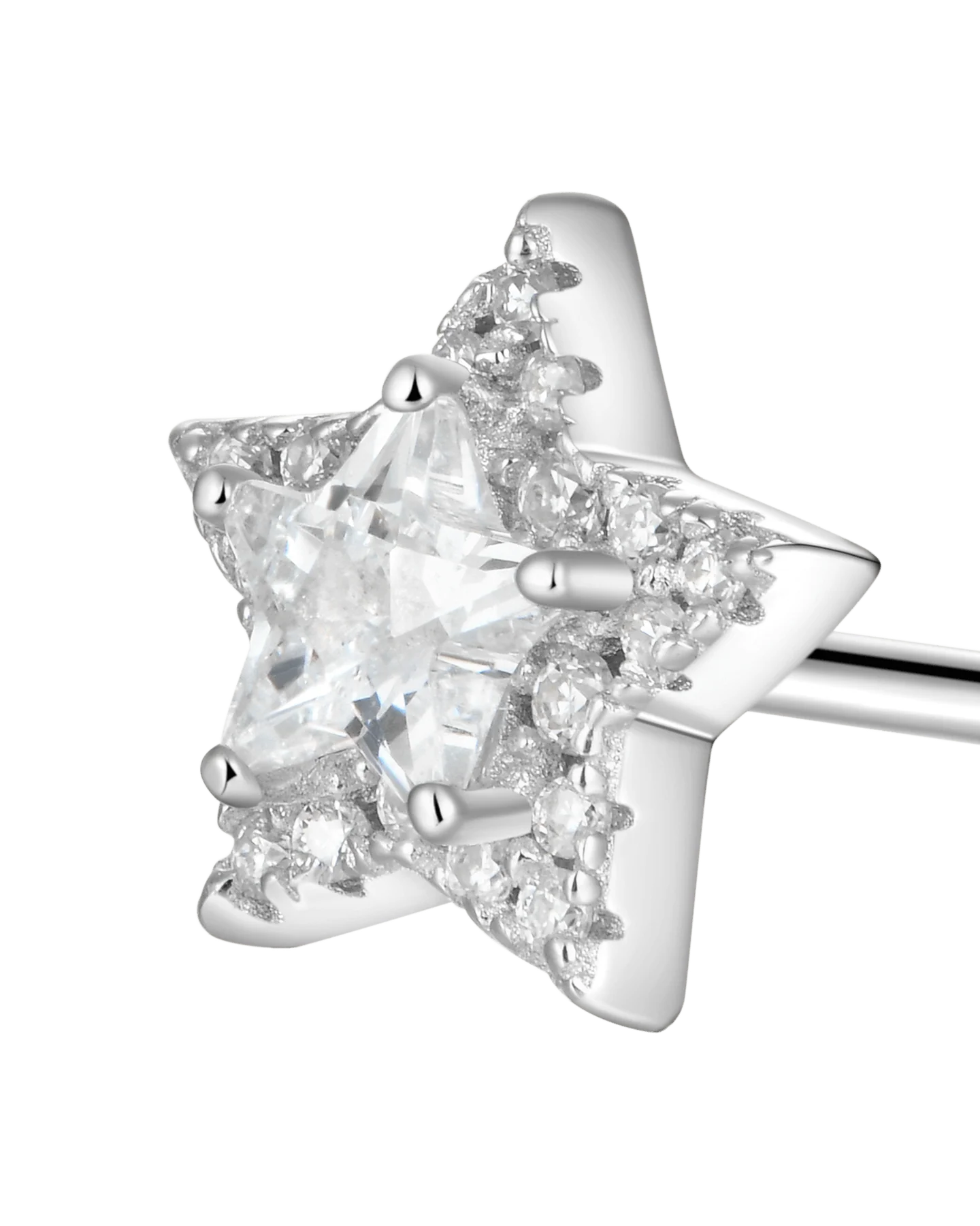 Moissanite Halo Star Stud Earrings - Pair