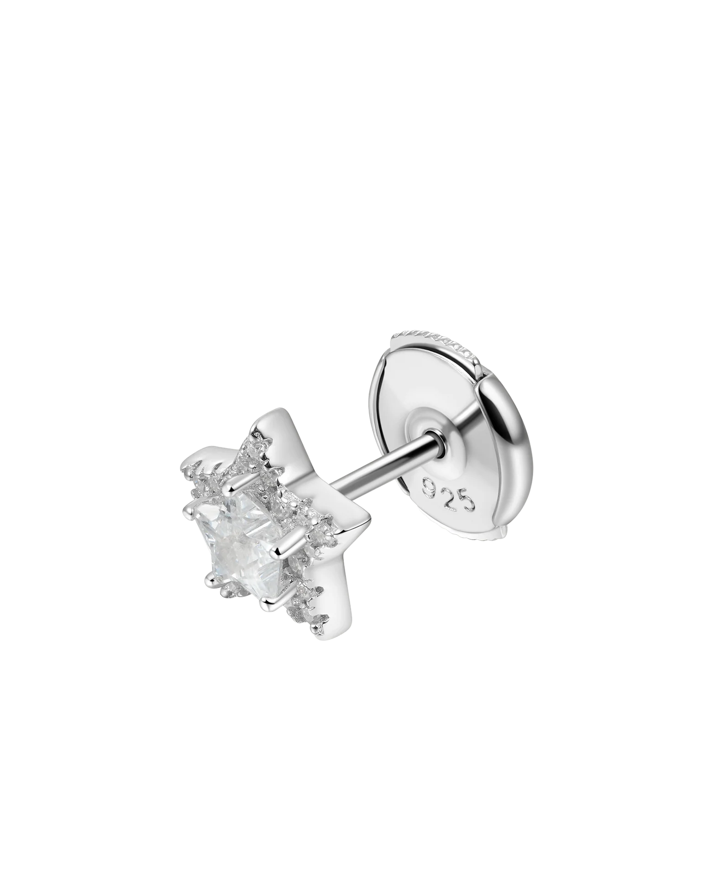 Moissanite Halo Star Stud Earrings - Pair
