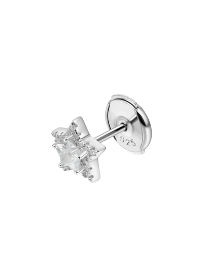 Moissanite Halo Star Stud Earrings - Pair