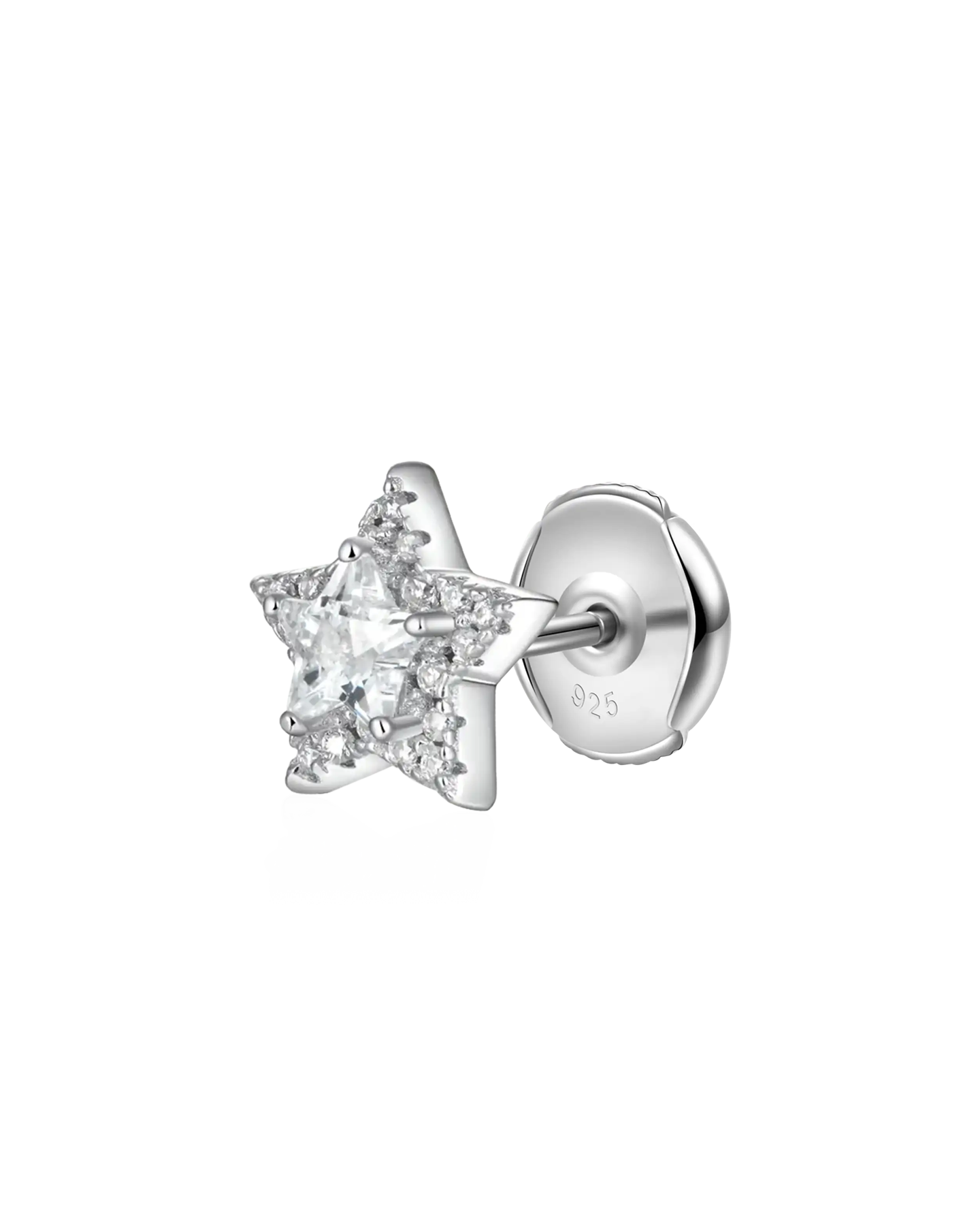 Single Moissanite Halo Star Stud Earring