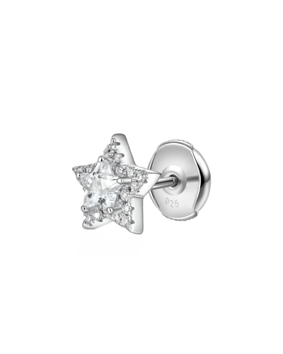 Moissanite Halo Star Stud Earrings - Pair