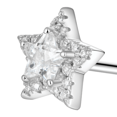 Moissanite Halo Star Stud Earring - Single