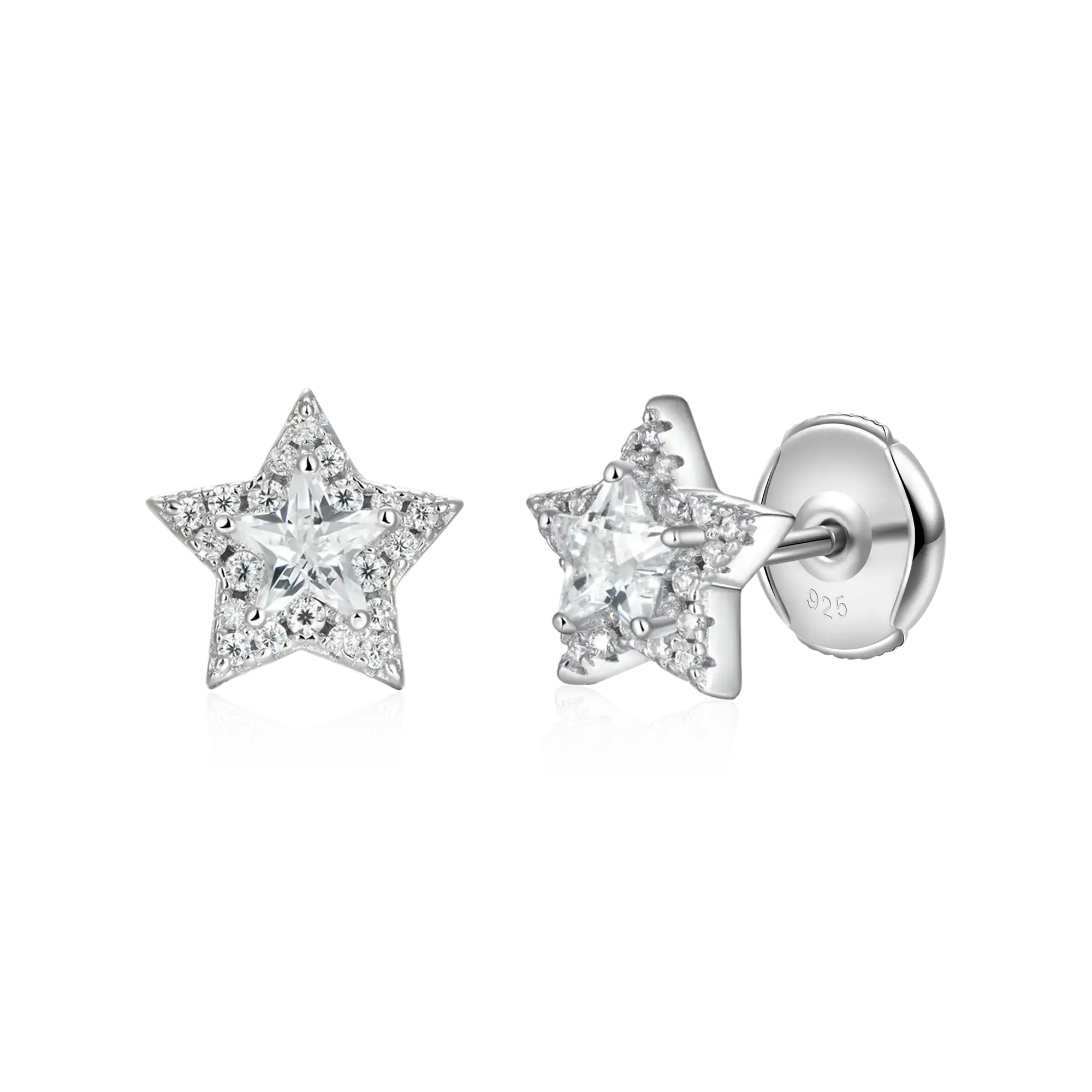Halo Star Stud Earrings - Pair