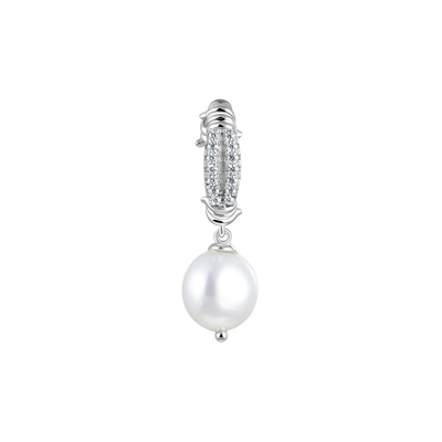 Single Barbed Wire Pearl Dangly Earring