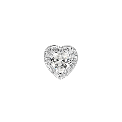 Single Heart Shaped Cut Halo Stud Earring