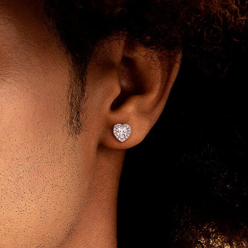 Heart Shaped Cut Halo Stud Earring - APORRO