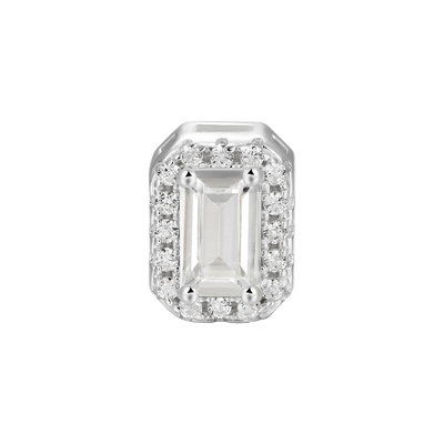 Single Emerald Cut Halo Stud Earring