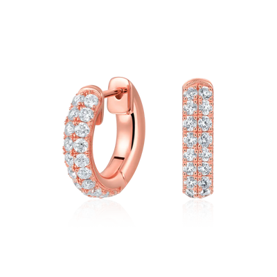 S925 Double Row Hoop Earring - Rose Gold