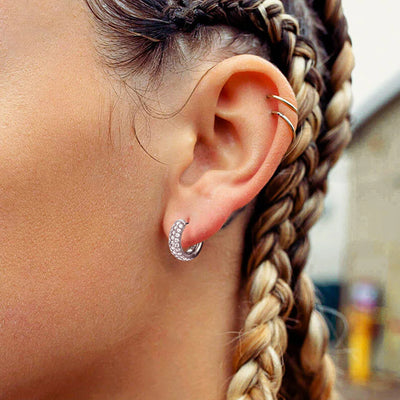 S925 Cluster Hoop Earring