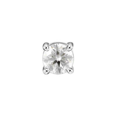 Single Moissanite Round Cut Stud Earring