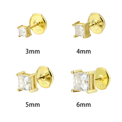 Moissanite S925 Princess Cut Stud Earring