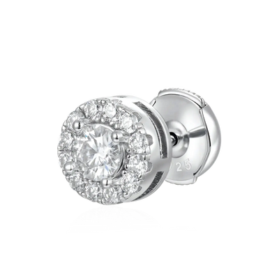 Moissanite 0.24ctw Halo Round Cut Stud Earrings