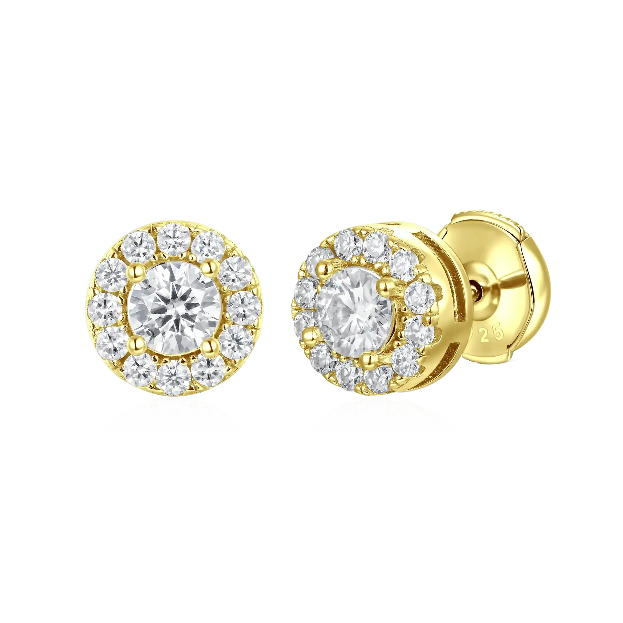 Moissanite Halo Round Cut Stud Earring